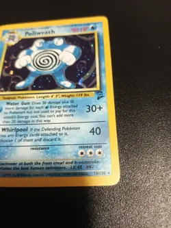 Pokemon card Poliwrath Base Set 2 SWIRL Holo Rare 015/130 English LP - Image 5
