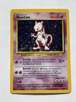 Mewtwo Base Set Holo 10/102 LP Unlimited Pokemon Card 1999 - Image 1