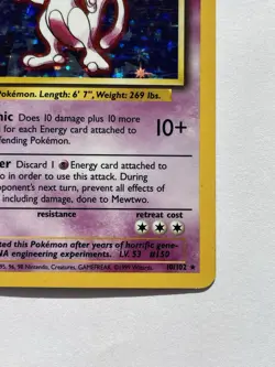 Mewtwo Base Set Holo 10/102 LP Unlimited Pokemon Card 1999 - Image 4