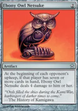 MTG Ebony Owl Netsuke - Foil, Saviors of Kamigawa, Heavily Played, English - Image 1