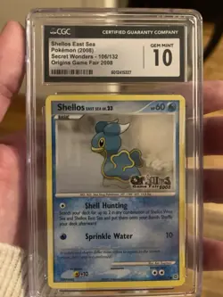 Pokemon TCG CGC 10 Shellos 106/132 2008 Game Fair Secret Wonders - Image 1