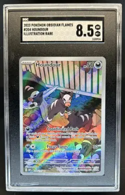 2023 Pokemon SV Obsidian Flames Houndour Illustration Rare #204/197 SGC 8.5 - Image 1