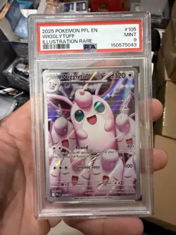 2025 POKEMON PFL EN-PHANTASMAL FLAMES ILLUSTRATION RARE #105 WIGGLYTUFF PSA 9 - Image 1