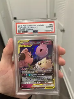 2019 POKEMON SUN & MOON COSMIC ECLIPSE TOGEPI & CLEFFA & IGGLYBUFF GX 143 PSA 10 - Image 1