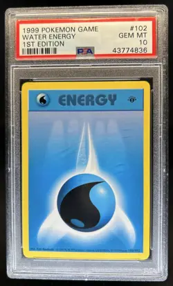 1999 Pokemon 1st Edition Water Energy #102/102 PSA 10 GEM MINT - Image 1