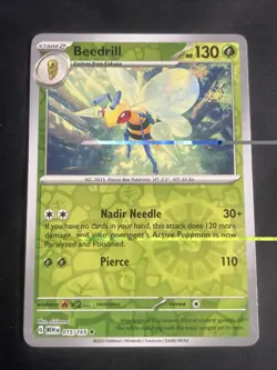 Beedrill 015/165 Rare 151 Pokemon Reverse Holo Near Mint - Image 1
