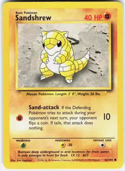 Sandshrew 62/102 Common Base Set Unlimited Pokemon LP - Image 1
