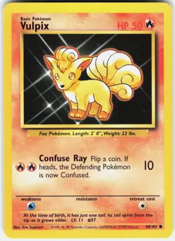 Vulpix 68/102 Common Base Set Unlimited Pokemon LP - Image 1