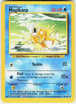 Magikarp 35/102 Uncommon Base Set Unlimited Pokemon LP - Image 1