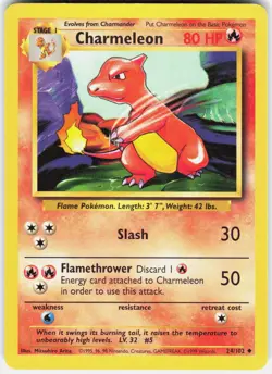 Charmeleon 24/102 Uncommon Base Set Unlimited Pokemon LP - Image 1