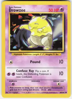 Drowzee 49/102 Common Base Set Unlimited Pokemon LP - Image 1