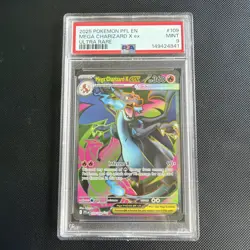 Pokemon 2025 Mega Charizard X EX 109/094 Phantasmal Flames Holo PSA 9 - Image 1