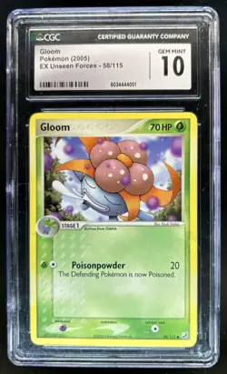 2005 Pokemon EX Unseen Forces Gloom #58/115 CGC 10 - Image 1