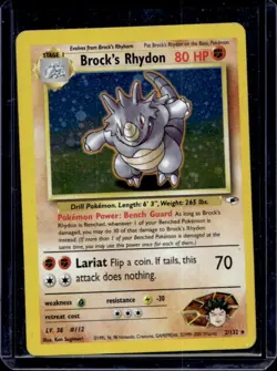 2000 Pokemon Gym Heroes Brock's Rhydon Holo #2/132 - Image 1