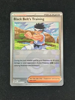 Pokemon Prismatic Evolutions Black Belt's Training 097/131 Poke Ball Pattern NM - Image 1