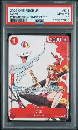 2023 ONE PIECE JAPANESE PROMOS PROMOTION CARD SET 1 #016 NAMI PSA 10 - Image 1