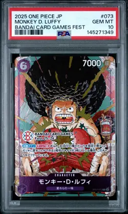 2025 ONE PIECE JAPANESE PROMOS BANDAI CARD GAMES FEST MONKEY D. LUFFY PSA 10 - Image 1