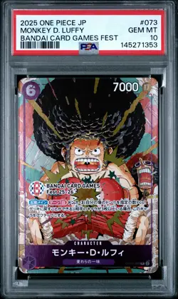 2025 ONE PIECE JAPANESE PROMOS BANDAI CARD GAMES FEST MONKEY D. LUFFY PSA 10 - Image 1