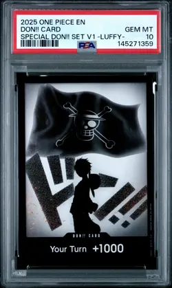 2025 ONE PIECE PROMOS SPECIAL DON!! SET VOL.1 -LUFFY- DON!! CARD PSA 10 - Image 1