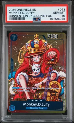 2024 ONE PIECE PROMOS CONVENTION EXCLUSIVE-FOIL #043 MONKEY D. LUFFY PSA 10 - Image 1