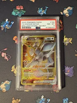 Pokemon Cards Arceus VSTAR 184/172 Gold Full Art Brilliant Stars - PSA 8 NM-MT - Image 1