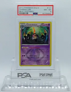 POKEMON NEXT DESTINIES CHANDELURE #101 SECRET RARE HOLO FOIL CARD PSA 8 NM-MT #* - Image 1