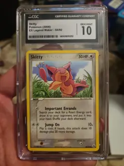 CGC 10 POKEMON Skitty 64/92 EX Legend Maker Common Non Holo GEM Mint - Image 1