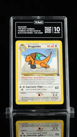 1999 Pokemon The Movie #5 Dragonite Black Star Promo Foil Stamp TAG 10 GEM MINT - Image 1