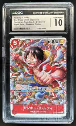 2022 One Piece Promo (JP) Monkey D. Luffy SR Treasure Cruise #ST01-012 CGC 10 - Image 1