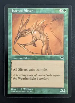 MTG Horned Sliver- DAMAGED -Tempest Magic the Gathering Card #234 - Image 1