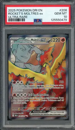 PSA 10 Team Rocket's Moltres ex Destined Rivals 208/182 Holo Pokemon Card B6 - Image 1
