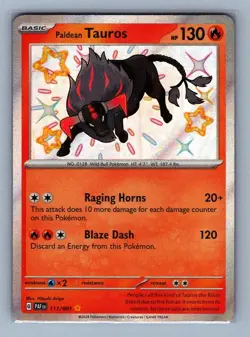 Paldean Tauros #111/091 Holo Paldean Fates Pokemon Card - LP - Image 2