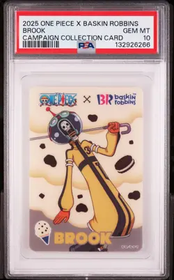 2025 ONE PIECE X BASKIN ROBBINS ONE PIECE CAMPAIGN COLLECTION CARDS BROOK PSA 10 - Image 1