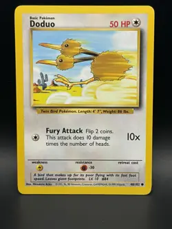 Pokemon TCG Doduo Base Set 48/102 Unlimited Common Card MP - Image 1