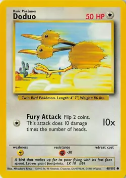 Pokemon TCG Doduo Base Set 48/102 Unlimited Common Card MP - Image 3