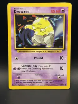 Pokemon TCG Drowzee Base Set, Unlimited Common Card 49/102 1999 - Image 1