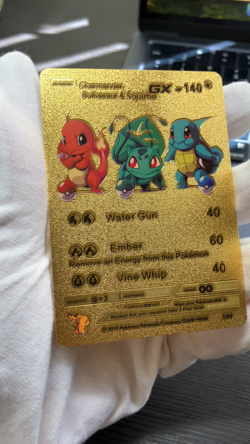 Charmander & Bulbasaur & Squirtle GX Gold Foil Fan Art Vinyl Textured Pokemon - Image 2