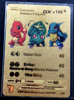 Charmander & Bulbasaur & Squirtle GX Gold Foil Fan Art Vinyl Textured Pokemon - Image 4
