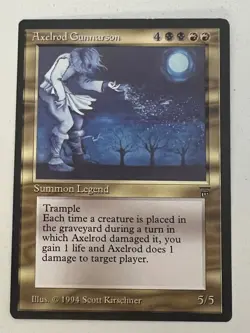 Magic the Gathering MTG Legends Axelrod Gunnarson NM- (Beta Bob) - Image 1