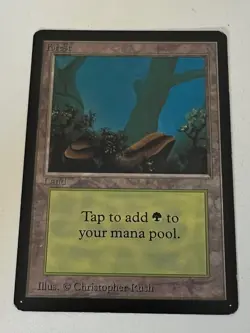 Magic the Gathering MTG Beta Forest v.2 (FOG) LP (Beta Bob) - Image 1