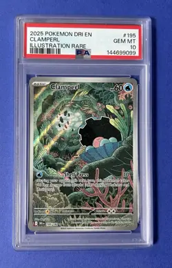2025 Pokemon Dri EN Clamperl Illustration Rare #195 PSA 10 GEM MT - Image 1