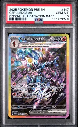 2025 POKEMON PRE EN-SPECIAL ILLUSTRATION RARE #147 CERULEDGE EX PSA 10 - Image 1