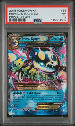 2015 POKEMON XY PRIMAL CLASH PRIMAL KYOGRE EX #55 PSA 7 NM #115891582 - Image 1