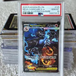 2025 POKEMON PFL EN-PHANTASMAL FLAMES #125 MEGA CHARIZARD X EX PSA 10 💎 SIR - Image 1