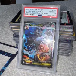 2025 POKEMON PFL EN-PHANTASMAL FLAMES #125 MEGA CHARIZARD X EX PSA 10 💎 SIR - Image 4