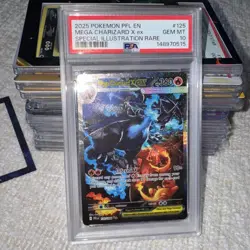 2025 POKEMON PFL EN-PHANTASMAL FLAMES #125 MEGA CHARIZARD X EX PSA 10 💎 SIR - Image 5