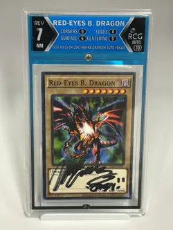 Wayne Grayson Signed Red-Eyes B. Dragon Yu-Gi-Oh Card ENJ01 - RCG 7 - Rare! - Image 1