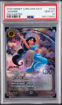 2025 DISNEY LORCANA EN 9-FABLED ENCHANTED JASMINE - FEARLESS PRINCESS PSA 10 - Image 1