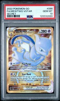 2022 POKEMON GO SECRET #086 FULL ART/MEWTWO VSTAR PSA 10 - Image 1