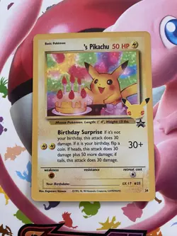 Pokemon TCG Birthday Pikachu Black Star Promo #24 Celebrations Set NM Condition - Image 1